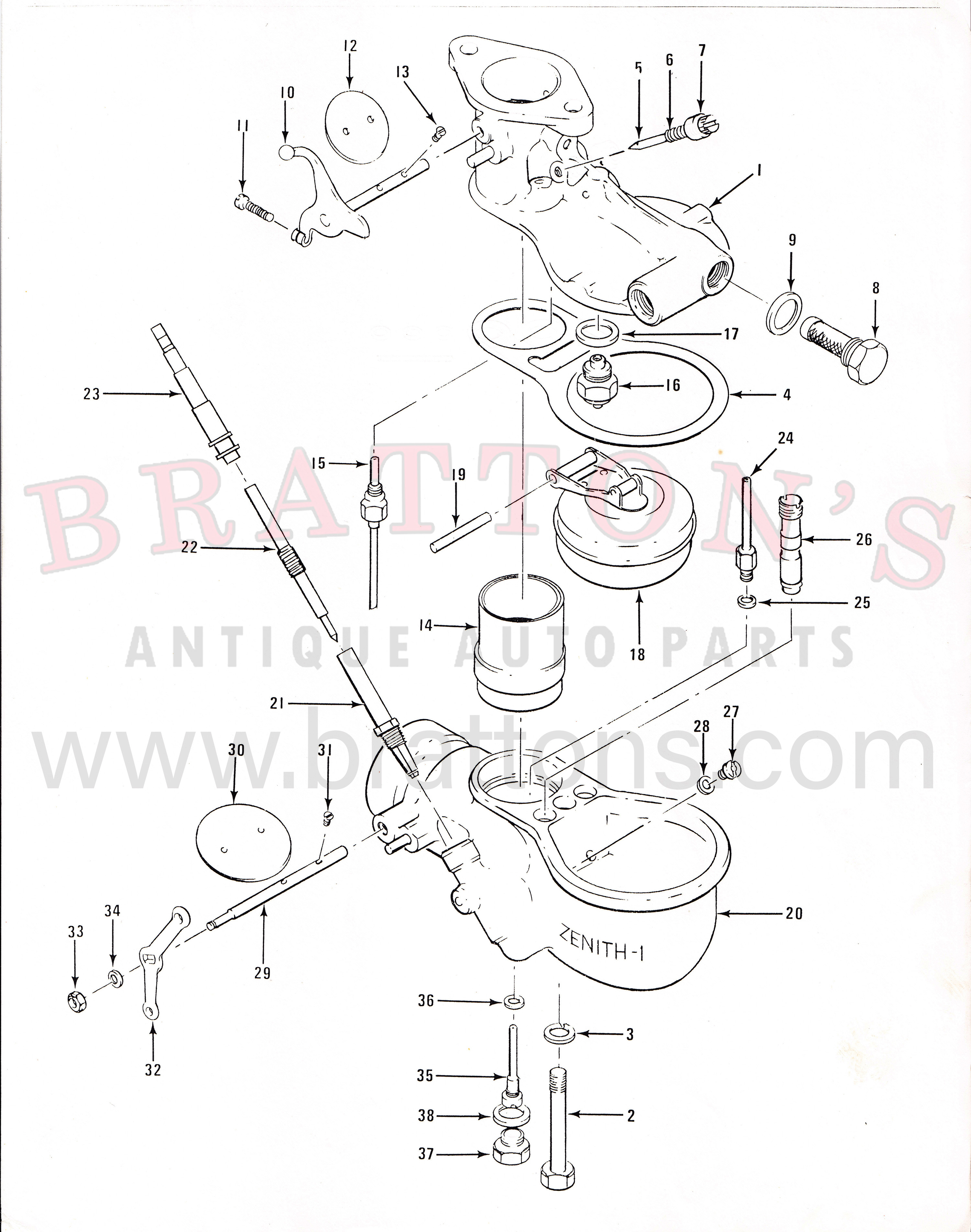32-34 ZENITH CARBURETOR ASSEMBLY
